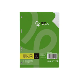 Liderpapel Recambio A5 100 Hojas 75gr Cuadro 4mm con Margen 6 Taladros