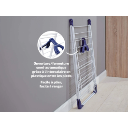 Leifheit 81408 Secadora con Cierre Semiautomático Classic 200 Flex, Blanco y Azul, 20 Metros