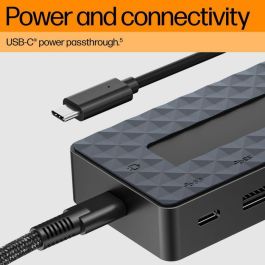 HP Hub y Cargador Universal USB-C Combo, Multiporta para PC con USB-C, Soporta Doble Pantalla 4K HDMI y DisplayPort