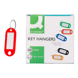 Q-connect Llavero portaetiquetas color rojo expositor de 100 unidades