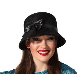 Sombrero Años 20 Negro con Lazo para Disfraces de Charlestón, Cabaret y Fiestas Gatsby Precio: 3.50000002. SKU: S1131388