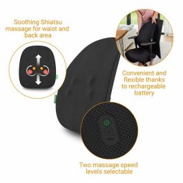 Medisana MC 500 Respaldo de masaje Shiatsu recargable inalámbrico con 2 velocidades, Negro