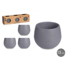 Set 3 Macetas Reserva Agua 13 Cm Antracita Ibergarden (4 Unidades)