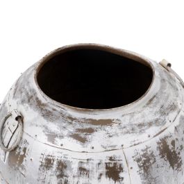 Vasija Blanco Rozado Metal Decoración 48 X 48 X 43 cm