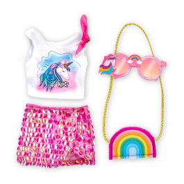 Famosa Nac27000 Nancy Un Día Con Look Unicornio - Conjunto Ropa Muñeca con Camiseta, Falda, Bolso, Gafas +3 Años