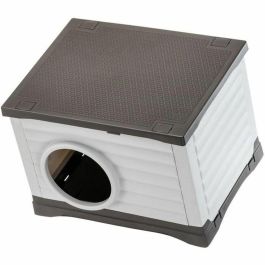 Ferplast PETVILLA 60 - Nicho para Mascotas, 54 x 43 x 38.5 cm, Blanco / Gris