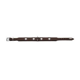 Hunter Collar Swiss para Perro Clásico de Cuero Napa Suave, Cruces Ribeteadas, 35-43 cm x 3.9 cm, Marrón-Negro