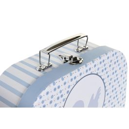 DKD Home Decor Cajas Maletín Almacenamiento Bebé Colección Patito Lindo Azul Multicolor Set de 3 (28x20x9,5 cm)