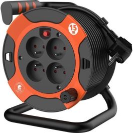 Quarx QUA1719190980885 Enrollador de cable, 15 m, H05VV-F 3G1,5 mm², con disyuntor térmico para bricolaje