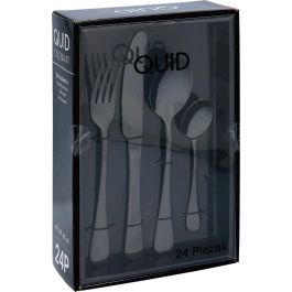 Quid Celebrart Set 24 Cubiertos de Mesa de Acero Inoxidable Negro con Acabado Brillo, 26 cm-2 mm, Aptos Lavavajillas y Duraderos Quid Celebrart Set 24 Cubiertos de Mesa de Acero Inoxidable Negro con Acabado Brillo, 26 cm-2 mm, Aptos Lavavajillas y Duraderos