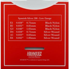 ARANJUEZ 200 Cuerdas Clásica Nylon Spanish Silver Tensión Baja