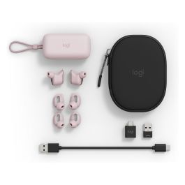 Logitech Zone True Wireless Auriculares Inalámbricos con Cancelación de Ruido Activo y Micrófono, Color Rosa, para Oficina y Llamadas