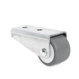 Q&Q Rueda Fija Aro De Goma Gris D24 H26 Soporte De Pala Larga Zincado