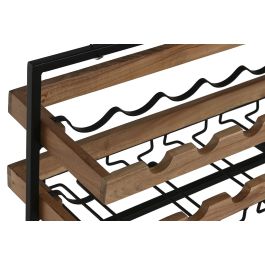 DKD Home Decor Botellero Natural Negro Acacia y Metal 25 x 35 x 65 cm