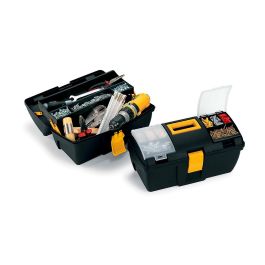 Terry Caja porta herramientas profesional y doméstico con bandeja y organizador, 39,3x18,9x20cm, negro