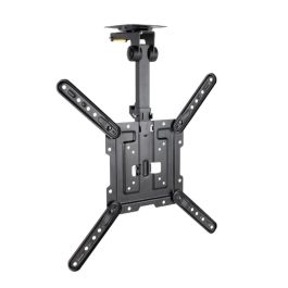 TooQ LPCE1123TSLI-B Soporte de Techo Giratorio Inclinable para TV 23-55 pulgadas, hasta 20kg, Altura Ajustable 520-614mm, Negro
