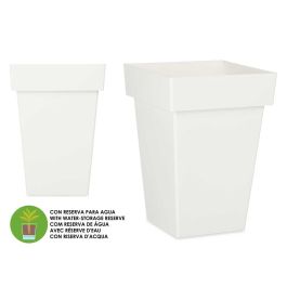 Maceta Cuadrada Blanca Con Reserva Agua 30Cm Ibergarden (6 Unidades)