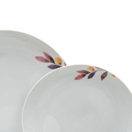 Vajilla Blanco Multicolor Porcelana Hojas 1 cm 37 x 23 x 30 cm 18 Piezas