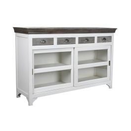 Aparador DKD Home Decor 165 x 45,7 x 105,4 cm Cristal Gris Blanco Marrón oscuro Madera de mango