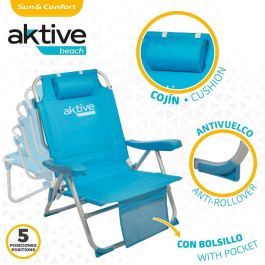 Silla Plegable con Reposacabezas Aktive 49 x 80 x 58 cm Azul (2 Unidades) Silla Plegable con Reposacabezas Aktive 49 x 80 x 58 cm Azul (2 Unidades)