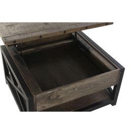 DKD Home Decor Mesa Centro Vintage con Ruedas, 1 Cajón, Madera Mango y Metal, Marrón Oscuro/Negro, 116x74x44 cm