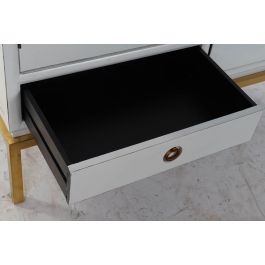 DKD Home Decor Armario Oriental Kamakura Blanco Dorado 120 x 50 x 175 cm Álamo Metal