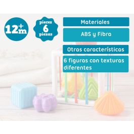 KioKids Cubo de Actividades para Bebés +12 meses con 6 Piezas Encajables de Formas Geométricas y Tiras Elásticas Multicolor