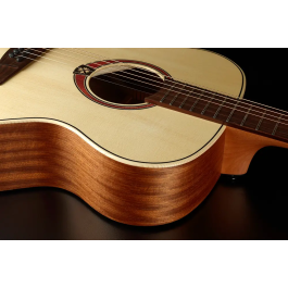 LAG Guitarra Acústica Lâg Auditorium Tramontane 70 - Natural, Folk, Abeto Engelmann Macizo, Caoba, Satinado