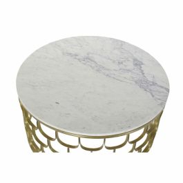 Mesa auxiliar DKD Home Decor 81 x 81 x 42 cm Dorado Blanco Plástico Mármol Hierro