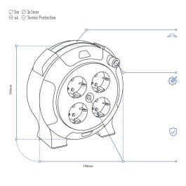 Edm Enrollacables 5 m 3x1 mm² 4 tomas bipolares schuko t/tl con protector térmico Edm Enrollacables 5 m 3x1 mm² 4 tomas bipolares schuko t/tl con protector térmico