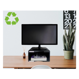 Archivo 2000 Soporte para Monitor Poliester 100% Reciclado Compartimento A4 y Folio Negro 360x300x145 mm