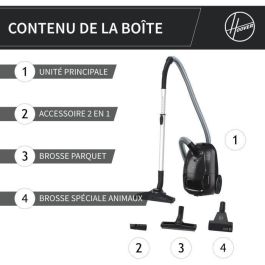 Hoover Aspirador de Bidón HE1 Compacto y Potente con Bolsa, 2.5L de Capacidad, Alto Rendimiento en Suelos Duros y Alfombras