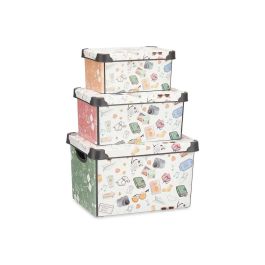 Kipit Set 3 Pzs Cajas Plástico Estampado Memories 29x23x39cm