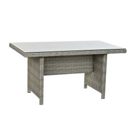 DKD Home Decor Sofá de Jardín y Terraza Gris 204x267x90 cm Set 4 Piezas Desmontable con Cojines Ratán Sintético