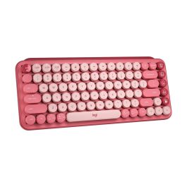 Teclado inalámbrico mecánico Logitech POP Keys con teclas Emoji personalizables, Bluetooth o USB, diseño compacto duradero - rosa