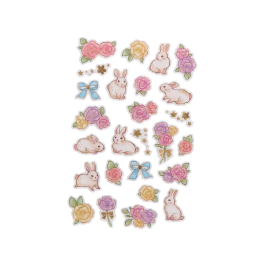 Imaginovo Pegatinas Flores y Conejos Papel 190x104 mm Blister