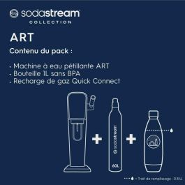 Máquina de agua con gas - SODASTREAM - ART Mandarine - Con 1 botella de 1L, compatible con lavavajillas + 1 recarga de gas de 60L