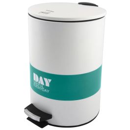 Day Cubo de Basura 3 L Blanco con Pedal y Cierre Suave Soft Close, Mate Acero Inoxidable y Plástico d.17.5 x h.23.5 cm