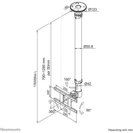 Neomounts FPMA-C100WHITE Soporte de Techo para TV/Monitor, 10-30", 12 kg, Altura Ajustable, Giro 180°, Rotación 360°, Blanco