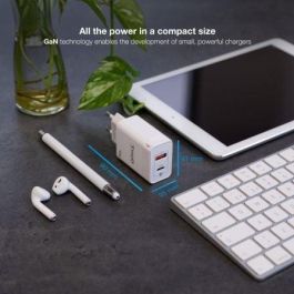 TOOQ CARGADOR DE PARED GaN USB-C/PD + USB-A/QC 45W