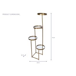 DKD Home Decor Repisa de Diseño Moderno con Estructura de Metal y Detalles de Espejo, Color Cobrizo, Medidas 35x113x43 cm