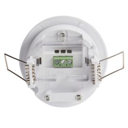 Sensor Movimiento Empotrable 360º Compatible LED, Bajo Consumo e Incandescencia. Detección Infrarrojos 1200W/300W, Alcance 6m.