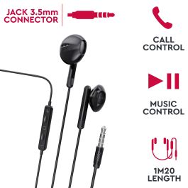 Myway MWHPH0019 Auriculares Intrauditivos con Micrófono Jack 3.5 Negros