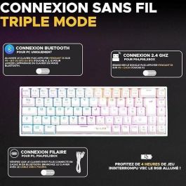 The G-Lab THE3760162051988 Teclado Inalámbrico para Juegos KEYZ TITAN Mecánico Interruptor Rojo Azerty Triple Modo RGB Blanco The G-Lab THE3760162051988 Teclado Inalámbrico para Juegos KEYZ TITAN Mecánico Interruptor Rojo Azerty Triple Modo RGB Blanco
