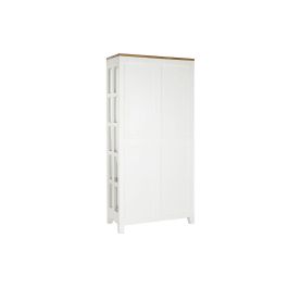 DKD Home Decor Vitrina Urban Colección Daniela 90x190x40 cm Blanco Marrón Mango Cristal Acacia con 2 Cajones y 4 Estantes