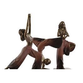 DKD Home Decor Figura Resina Yoga Chica Rosa Oscuro Dorado 6 x 17.5 x 19 cm (3 Unidades)