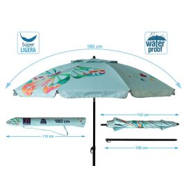 Atosa Sombrilla de Playa Reclinable de Aluminio con UPF 50+, Celeste, 180 cm