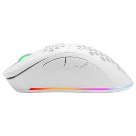 Deltaco GAM-120-W Ratón Gaming Inalámbrico y Alámbrico RGB Blanco, 4800 DPI, 7 Botones, Ergonomico para Mano Derecha, Bluetooth + USB Tipo-A, 1 ms