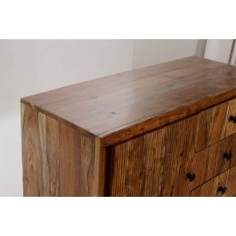 DKD Home Decor Aparador Ondulado acacia Colonial alpino Marron Claro Negro 100 x 40 x 77 cm 3 Cajones 1 Puerta Acacia