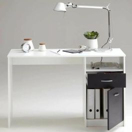 FMD FMD4029494113894 Escritorio JACKSON, Blanco con detalles negros, 123x76.5x50 cm, Fabricado en Alemania